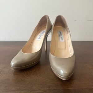 Jimmy Choo Aimee Light Khaki patent pumps Size 37